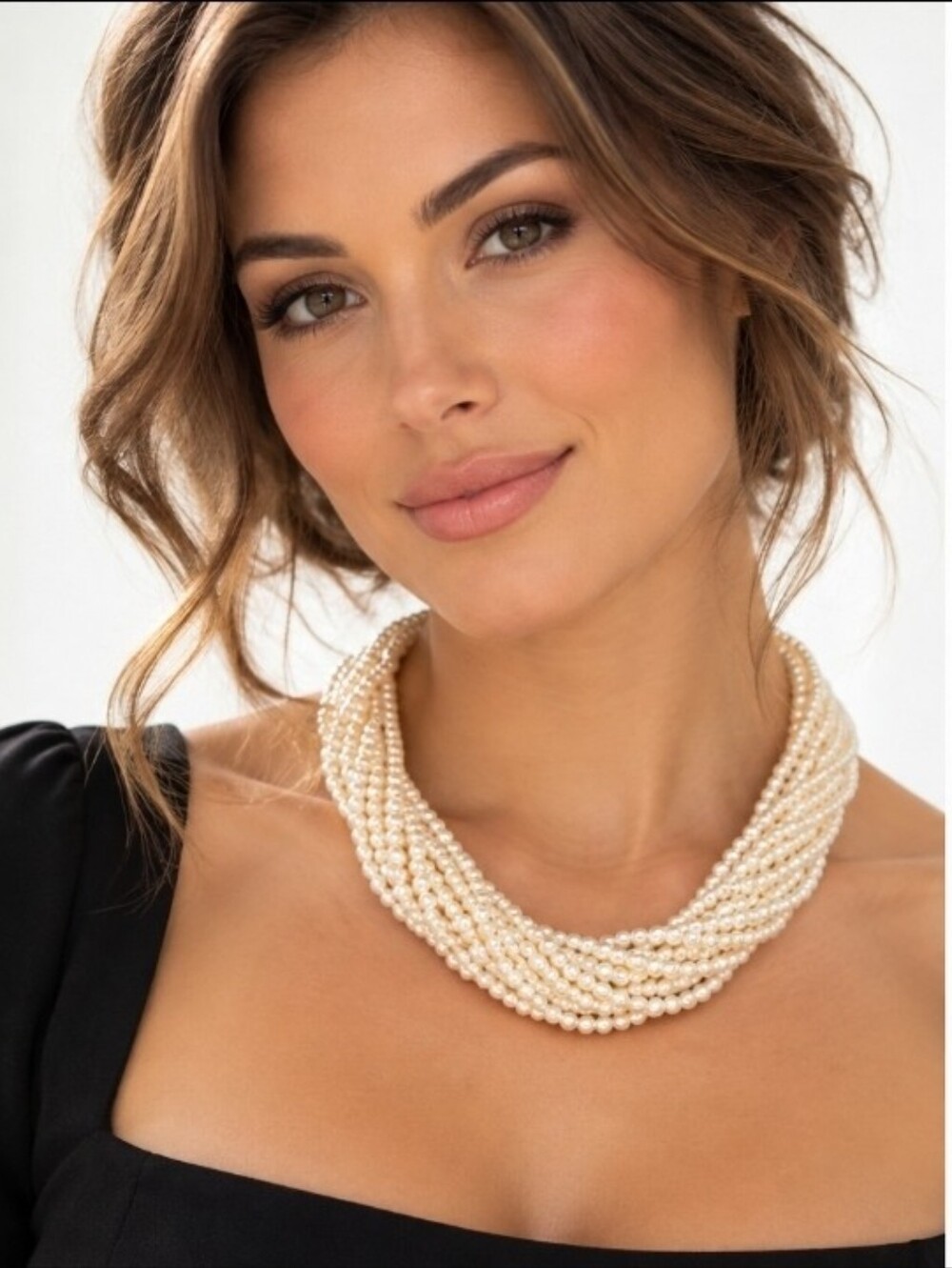 Classic Multi-Strand Ivory Pearl Necklace